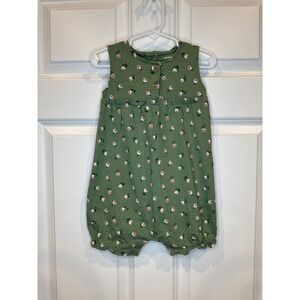 Carters Baby Girls Green Floral Romper Jumpsuit Outfit Size 24 Months‎